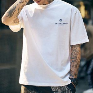 Cotton men's round neck short sleeve t-shirt men's simple and generous T-shirt